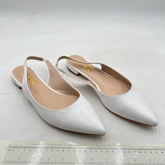 FYS White Pointed Toe Pumps Comfortable Slip on Slingbacks Office Walking Shoes - Picture 4 of 8